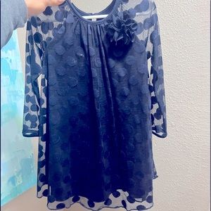 Navy Polka Dot Dress - Girls